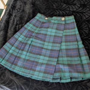 Plaid pleated button skirt